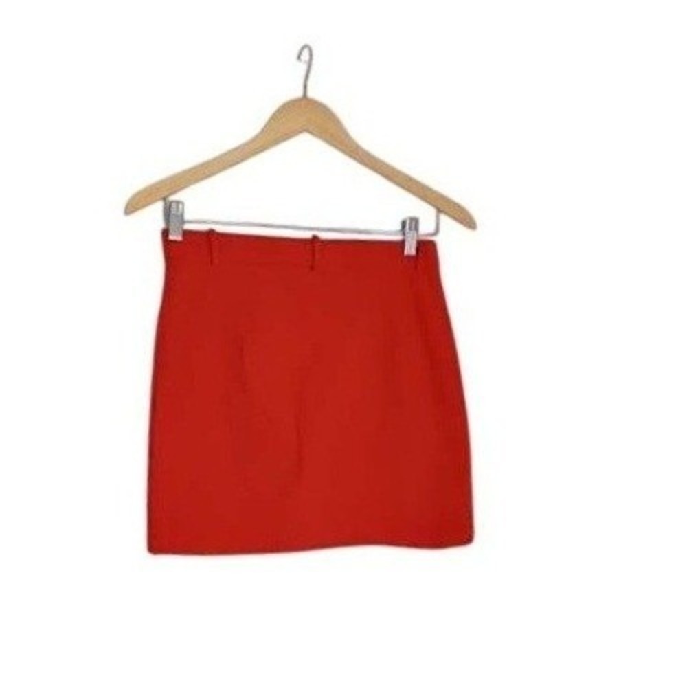 Idem Ditto XS Red Linen Cargo Mini Skirt High Waist Button Front Utility Pockets - Picture 3 of 9